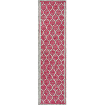 Trebol Moroccan Trellis Textured Weave Indoor/outdoor Runner Rug